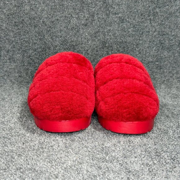 UGG Super Fluff Slippers Women's Size 11 Red Comfy Cozy Slip On Sheepskin Shoes - Picture 2 of 11